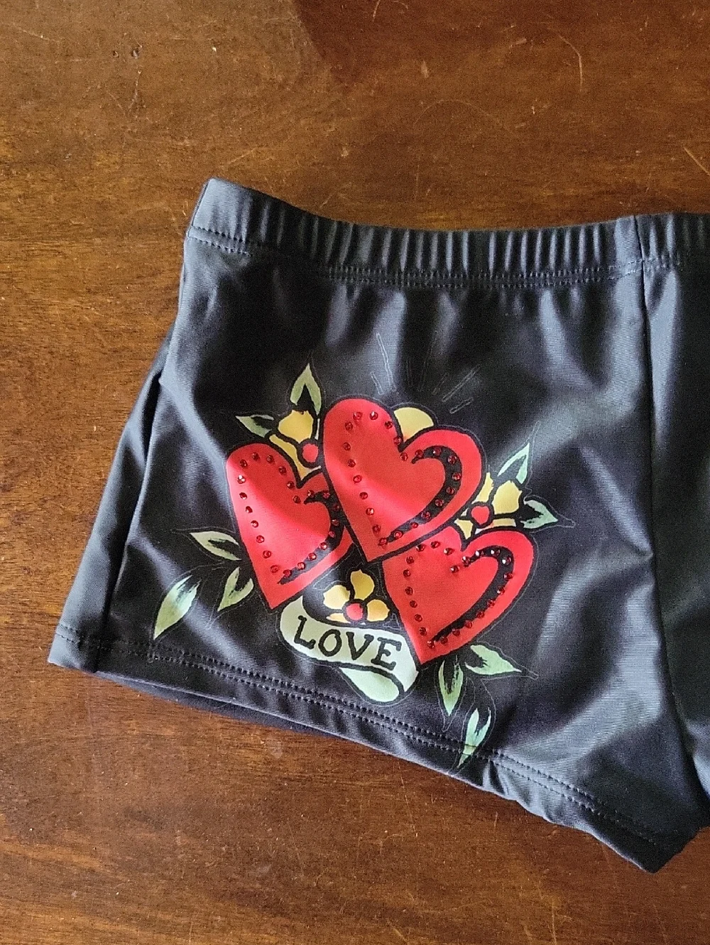 Ed Hardy Black Bikini Set with Red Heart Graphics